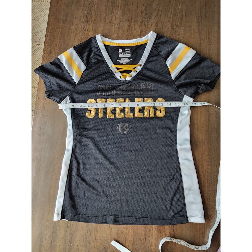 Pittsburgh Steelers NFL Team Apparel 1st & Fashion Women's Sequined Shirt Size S - Picture 5 of 8